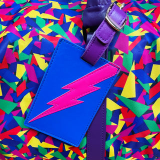 blue purple and pink lightning bolt luggage tag