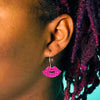 Pink Glitter Lips Hoop Earrings