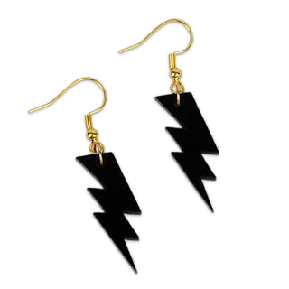 Black Mini Lightning Bolt Earrings