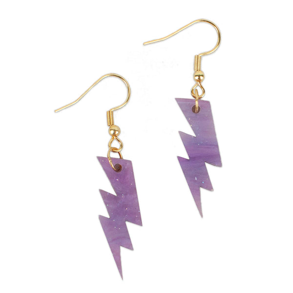 Pearly Purple Mini Lightning Bolt Acrylic Earrings