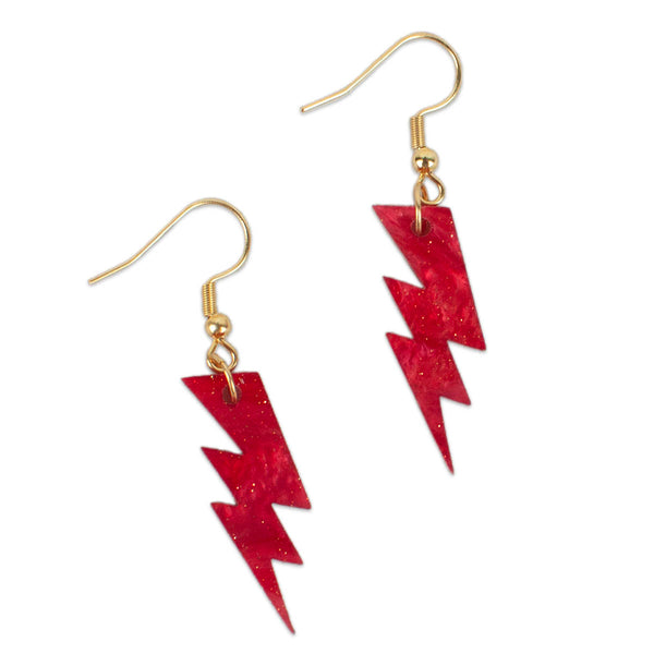 Red Mini Lightning Bolt Acrylic Earrings