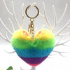 Neon Rainbow Plush Heart Keychain