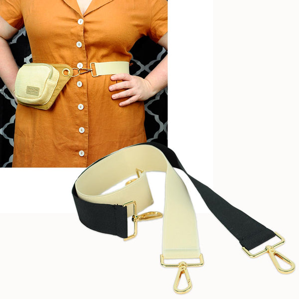 tan elastic belt for waist bag